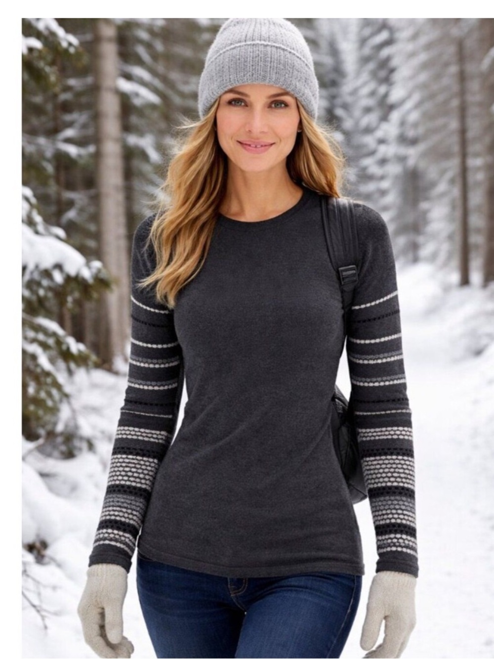 Smartwool Shadow Pine Crew Neck Sweater Charcoal Gray S - Picture 2 of 10